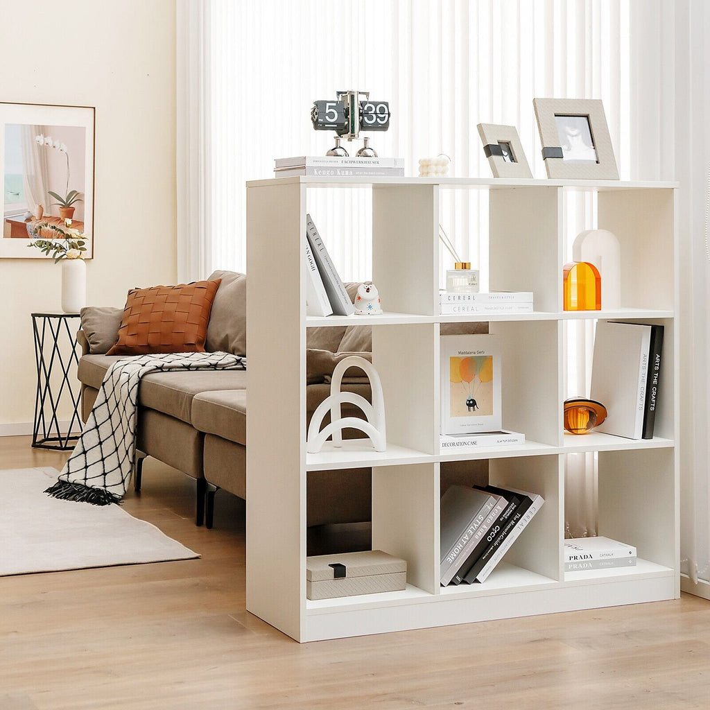 Modern 9 Cube Bookcase with 2 Anti Tipping Kits, Toy and Book Storage, White