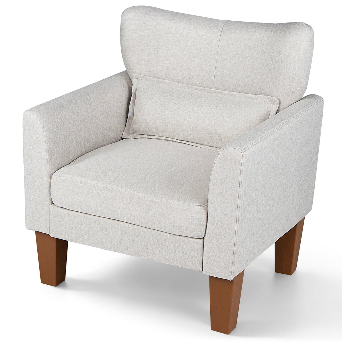 Modern Accent Chair with Removable Cushion & Pillow for Living Room-Beige