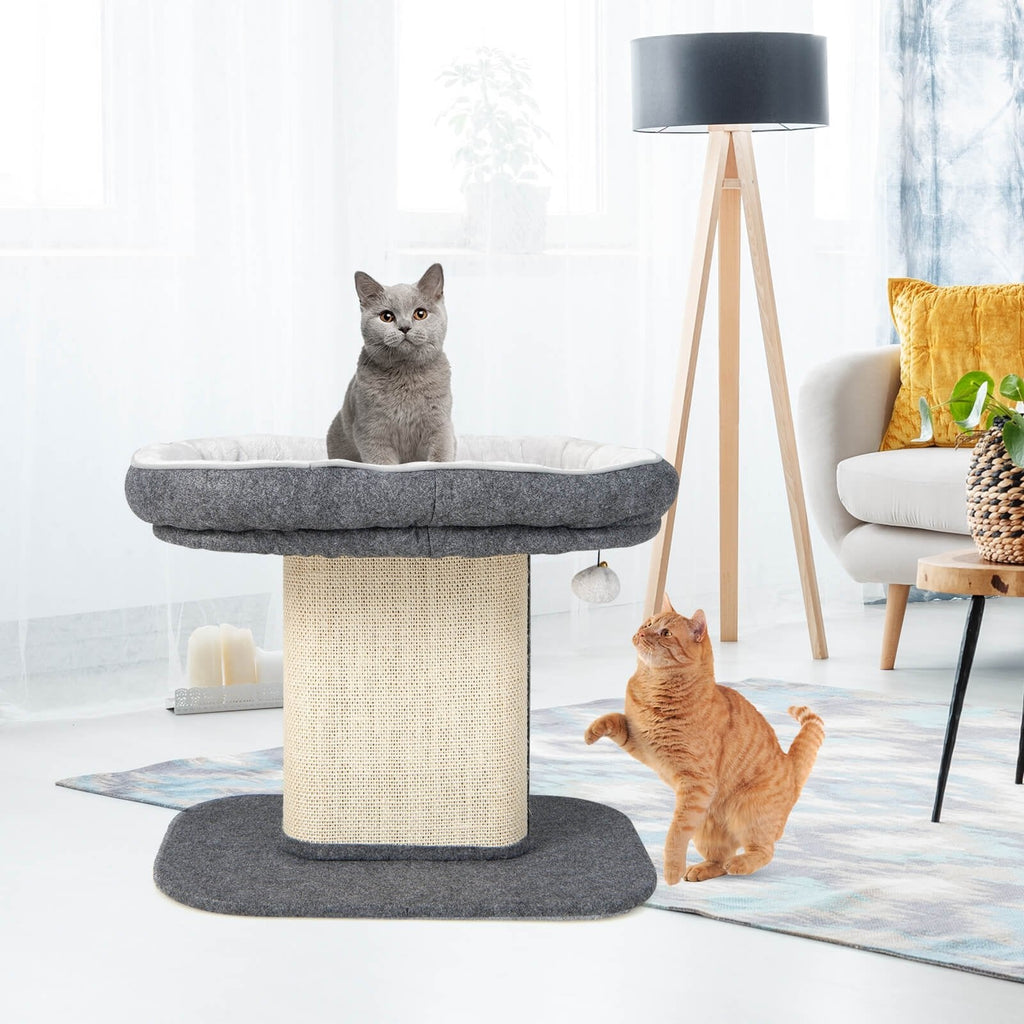 Grey Cat Perch 19.5 Inches with a Removable Mat and a Wide Sisal Panel