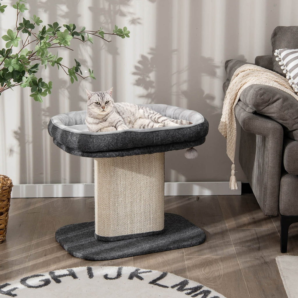 Grey Cat Perch 19.5 Inches with a Removable Mat and a Wide Sisal Panel