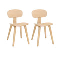 Set of 2 Bentwood Dining Chairs, Natural Rubber Wood Veneer with Wide Curved Back and Shaped Seat