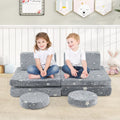 Modular Kids Play Couch Set Glow in the Dark with Portable Handles-Gray