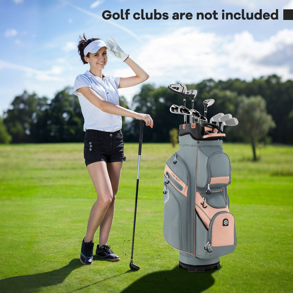 Molded Lock Top Golf Cart Bag with 14-Way Full Length Dividers and 11 Pockets-Orange