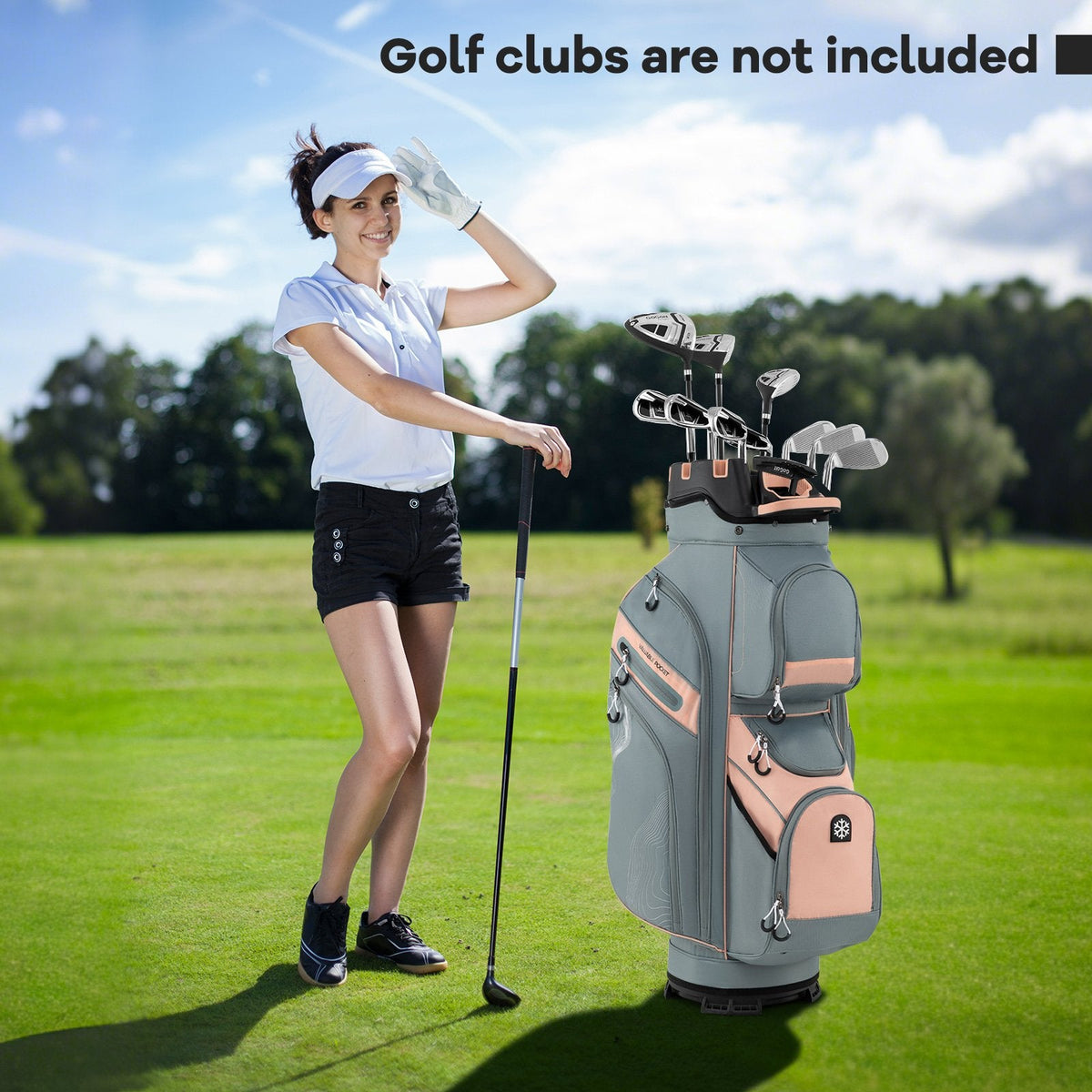 Molded Lock Top Golf Cart Bag with 14-Way Full Length Dividers and 11 Pockets-Orange