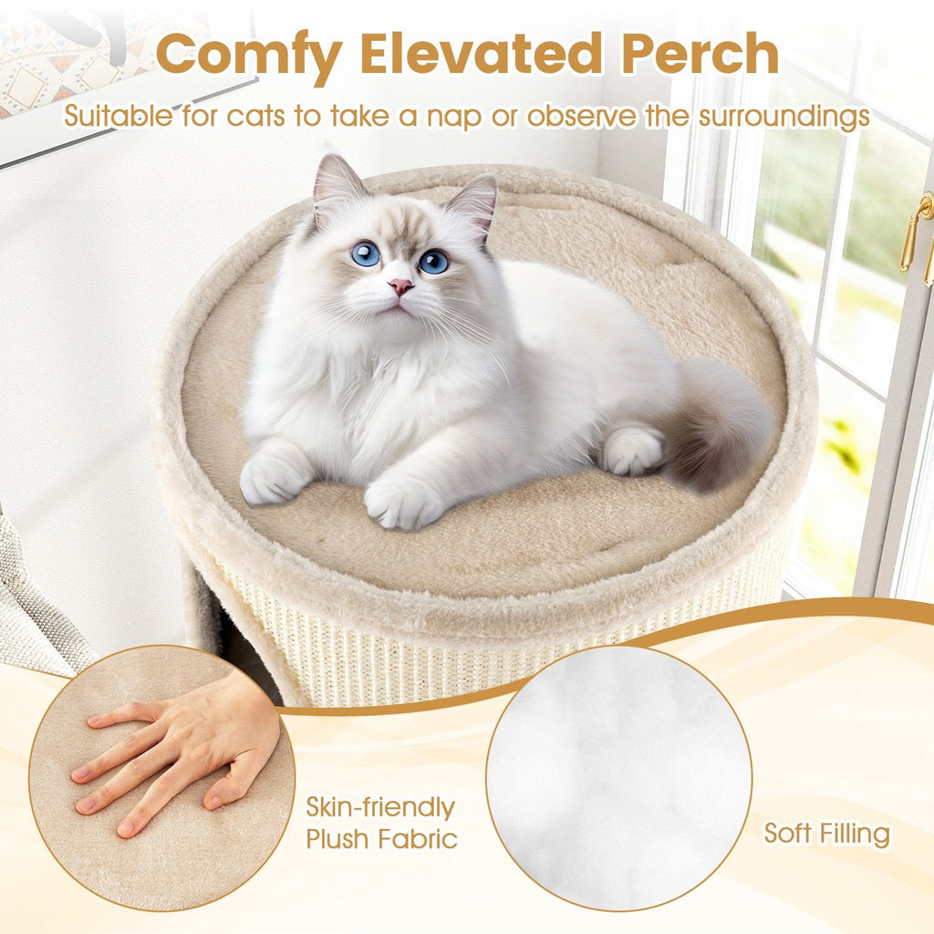 Multi-level Cat House with Sisal Scratching Pad-Beige
