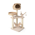 Natural Cattail Cat Tree 48 Inches with Five Layers and a Woven Condo