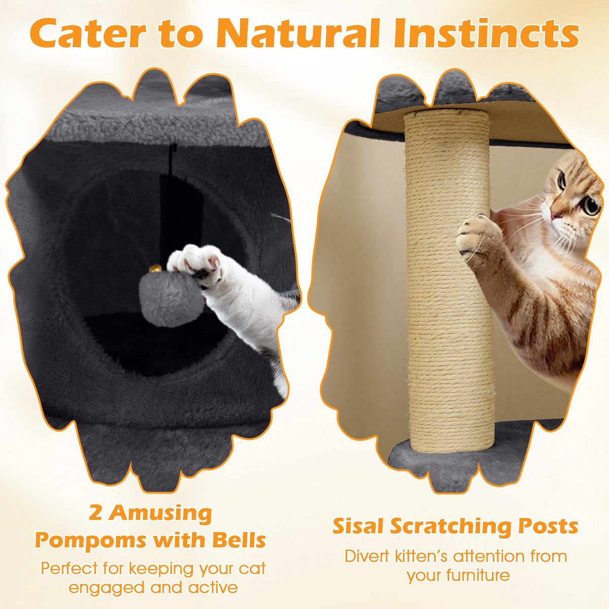 40 Inch Grey Cat Tower with a Climbing Ladder and a Curved Bridge