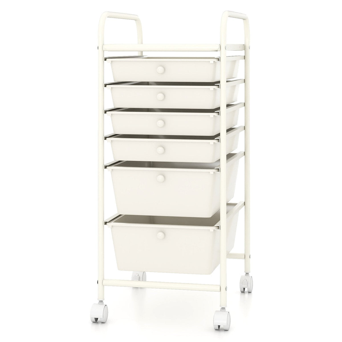 Multifunctional 6 Drawers Rolling Storage Cart Organizer-White