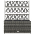 Wicker Raised Garden Bed with Trellis, 42" Tall Outdoor Planter Box, Mixed Grey