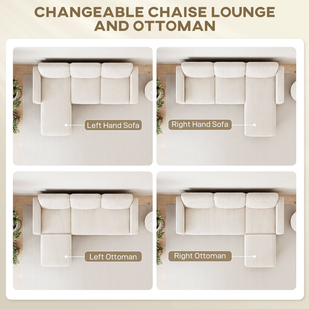 Sectional Sofa, L Shaped Couch, with Changeable Chaise or Ottoman, Dark Grey