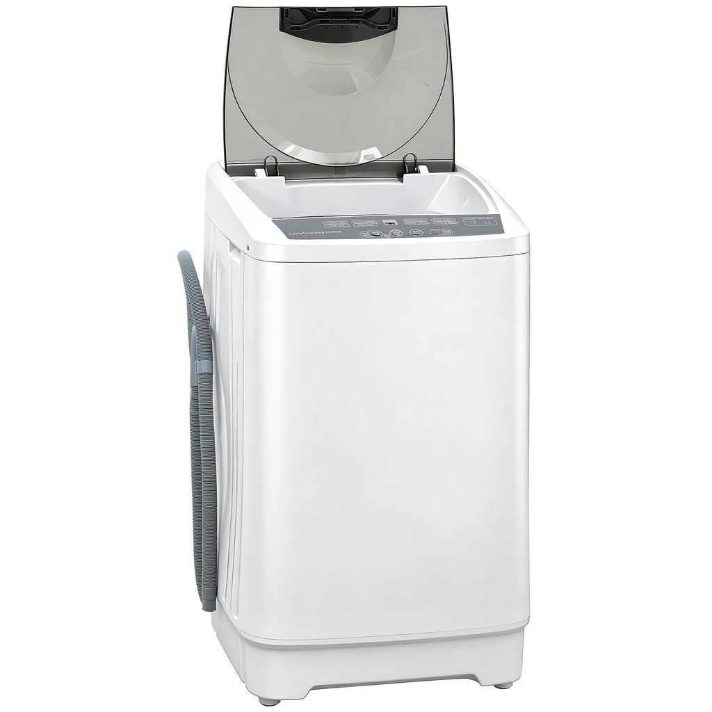 Compact Washer, Portable Washing Machine, Full Automatic Washer with 8 Programs and 6 Water Levels, White