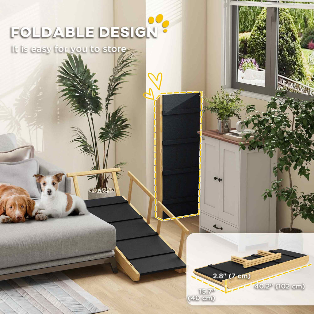 Adjustable Dog Stairs Foldable Dog Steps with Non-slip Mat for Small to Large Dogs for High Bed Sofa Couch