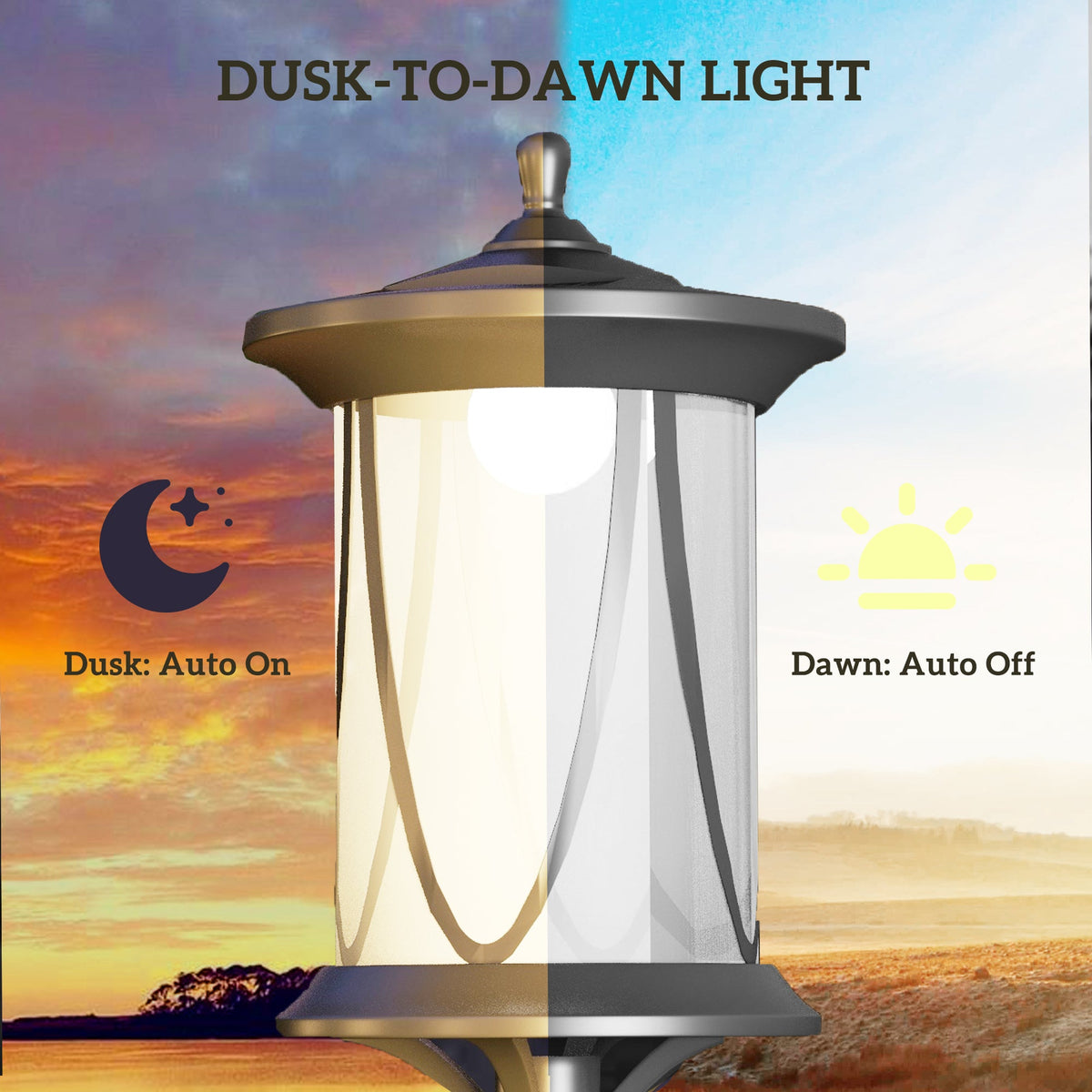 50" Solar Post Light, Cool White LED Outdoor Lamp, Waterproof IP44 for Patio, Garden, Backyard, Pathway