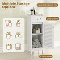 Narrow Bathroom Storage Cabinet with Adjustable Shelf and Drawer-White