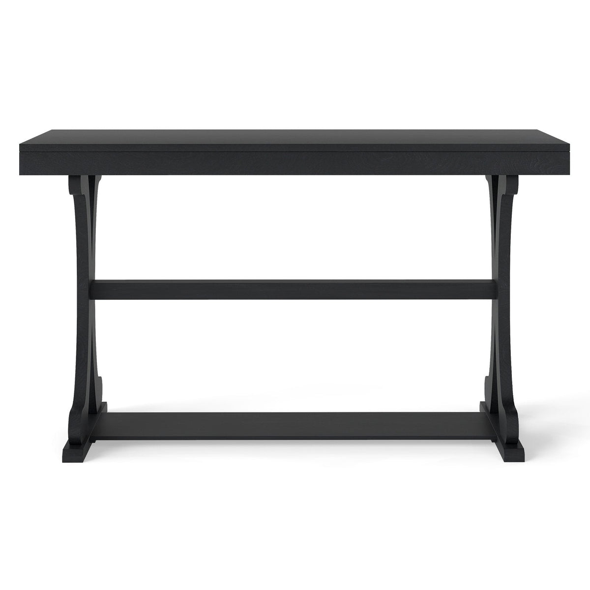 Narrow Console Table Vintage 52 Inch Long with Open Storage Shelf-Black