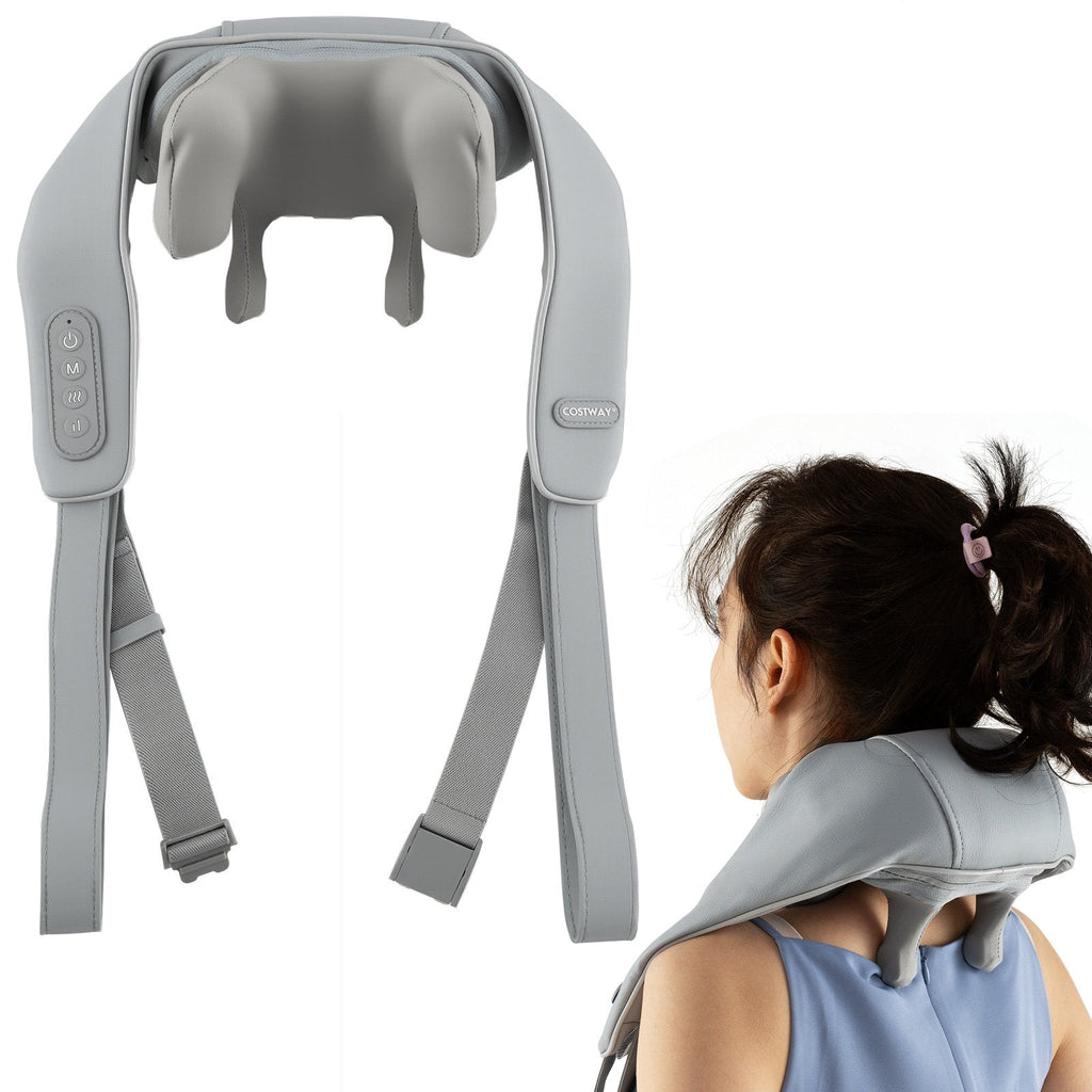 Neck Shoulder Massager 4D Deep Tissue Kneading Shiatsu Massage Machine-Gray