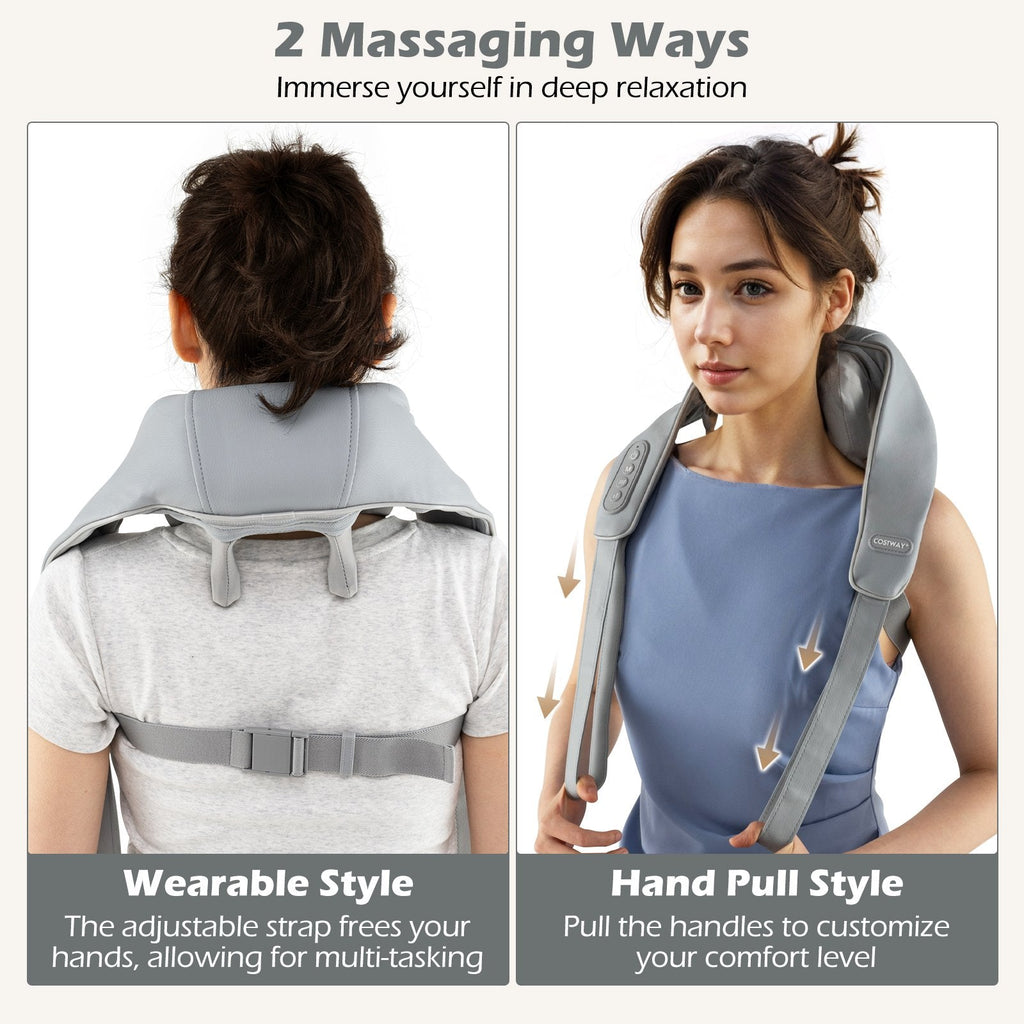 Neck Shoulder Massager 4D Deep Tissue Kneading Shiatsu Massage Machine-Gray