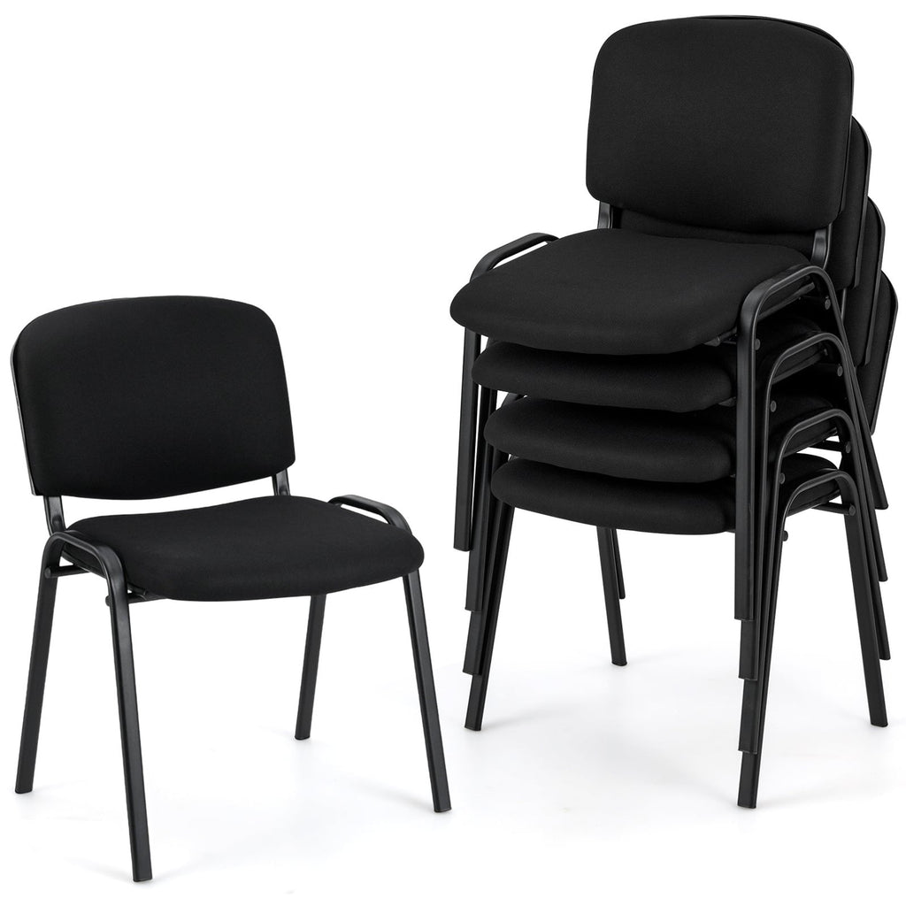Office Chair with Metal Frame and Padded Cushions for Conference Room-Set of 5