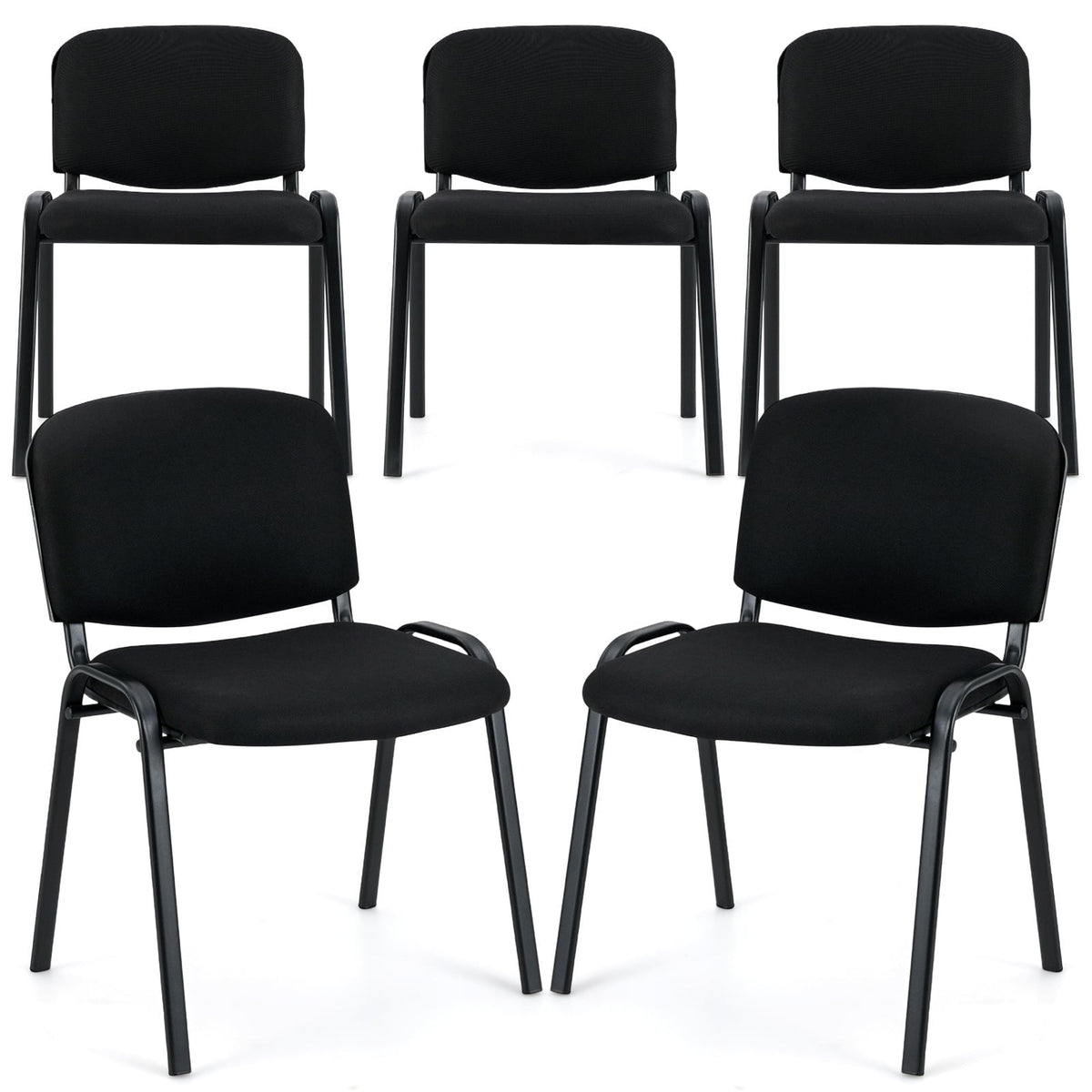 Office Chair with Metal Frame and Padded Cushions for Conference Room-Set of 5