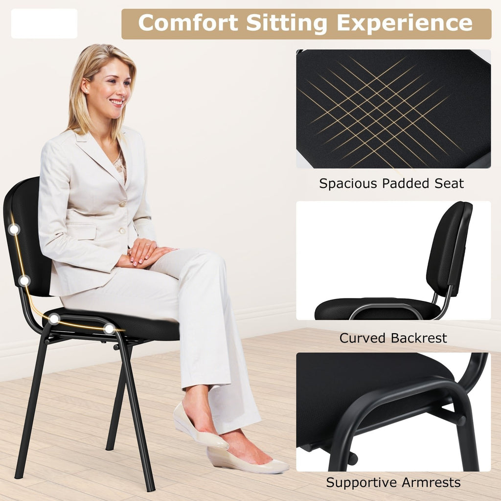 Office Chair with Metal Frame and Padded Cushions for Conference Room-Set of 5