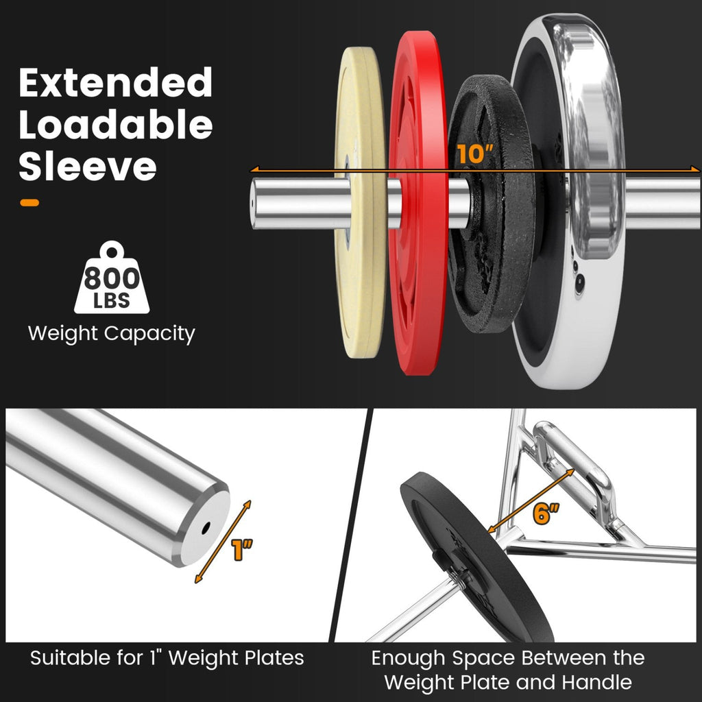 Standard Hex Trap Bar with 2 Spring Collars and Foldable Handle-Silver
