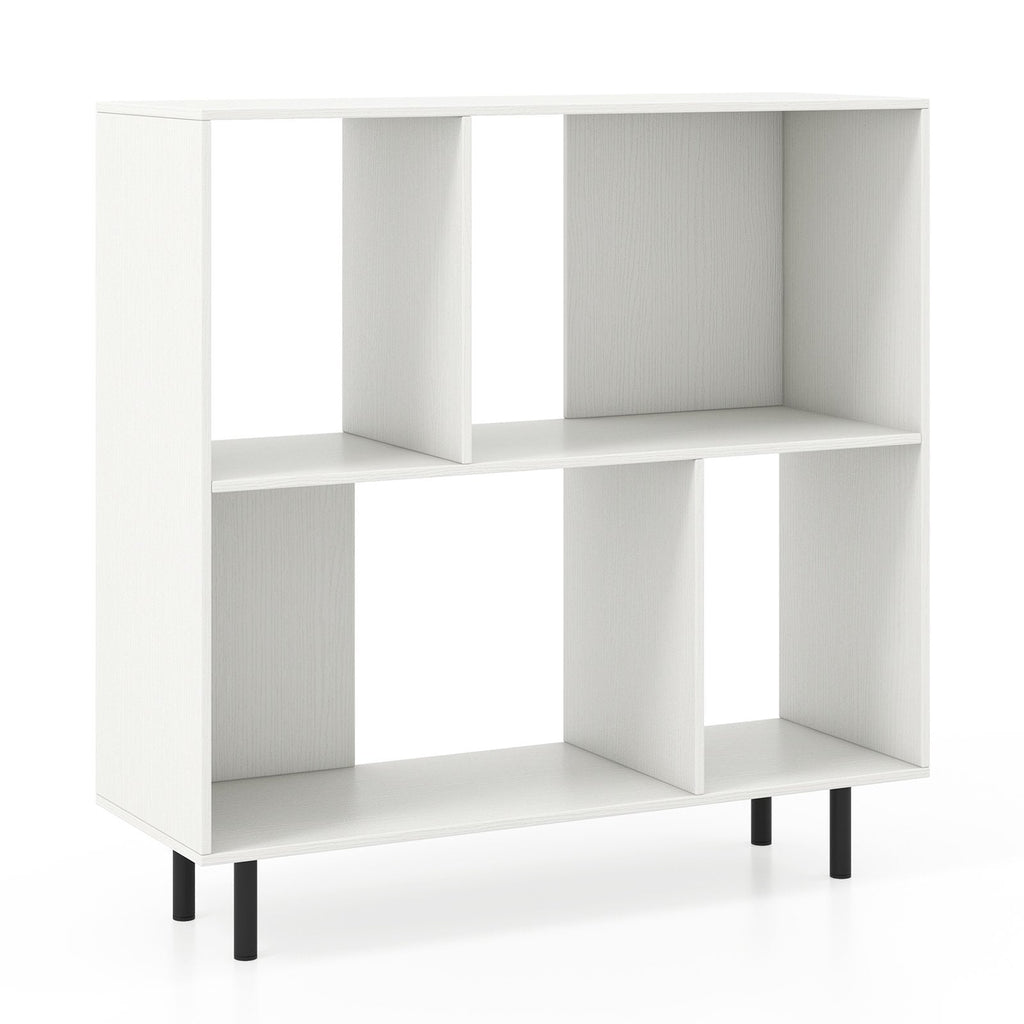 Open Shelf Bookcase with 4 Compartments-White