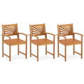 Outdoor Acacia Wood Dining Chairs-3 Pieces