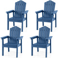 Outdoor Adirondack Chair with High Backrest and Wide Armrests for Deck Poolside-Navy
