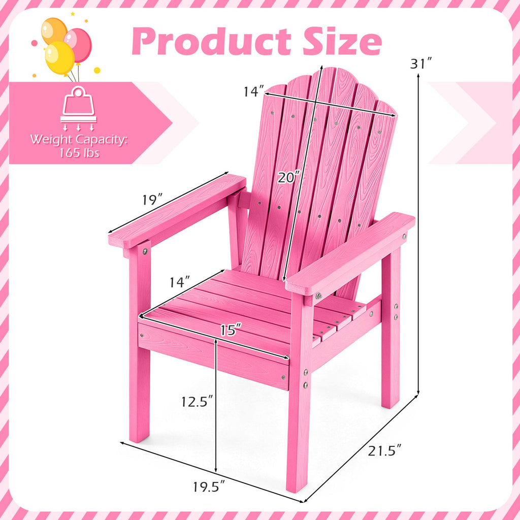 Outdoor Adirondack Chair with High Backrest and Wide Armrests for Deck Poolside-Pink
