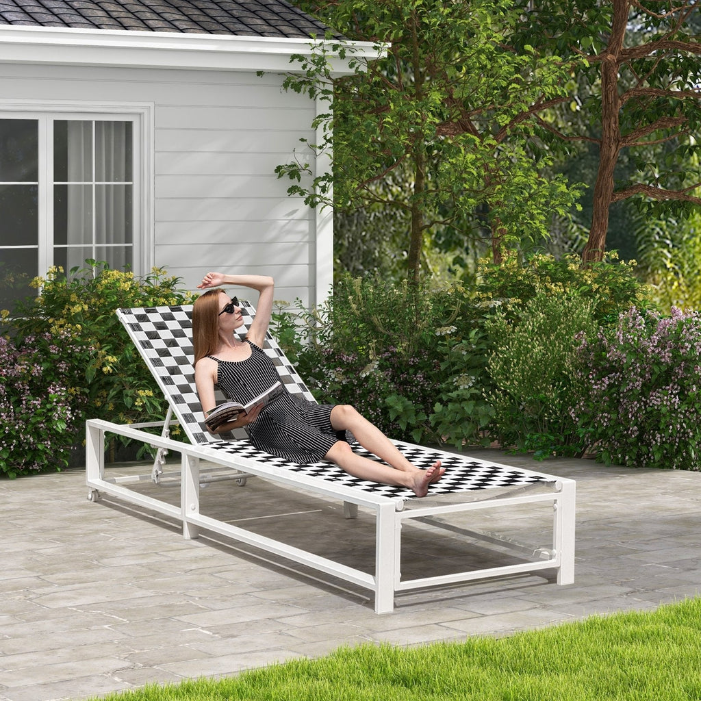 Sling Chaise Lounge on Wheels with 6 Level Backrest and 400 lb Capacity