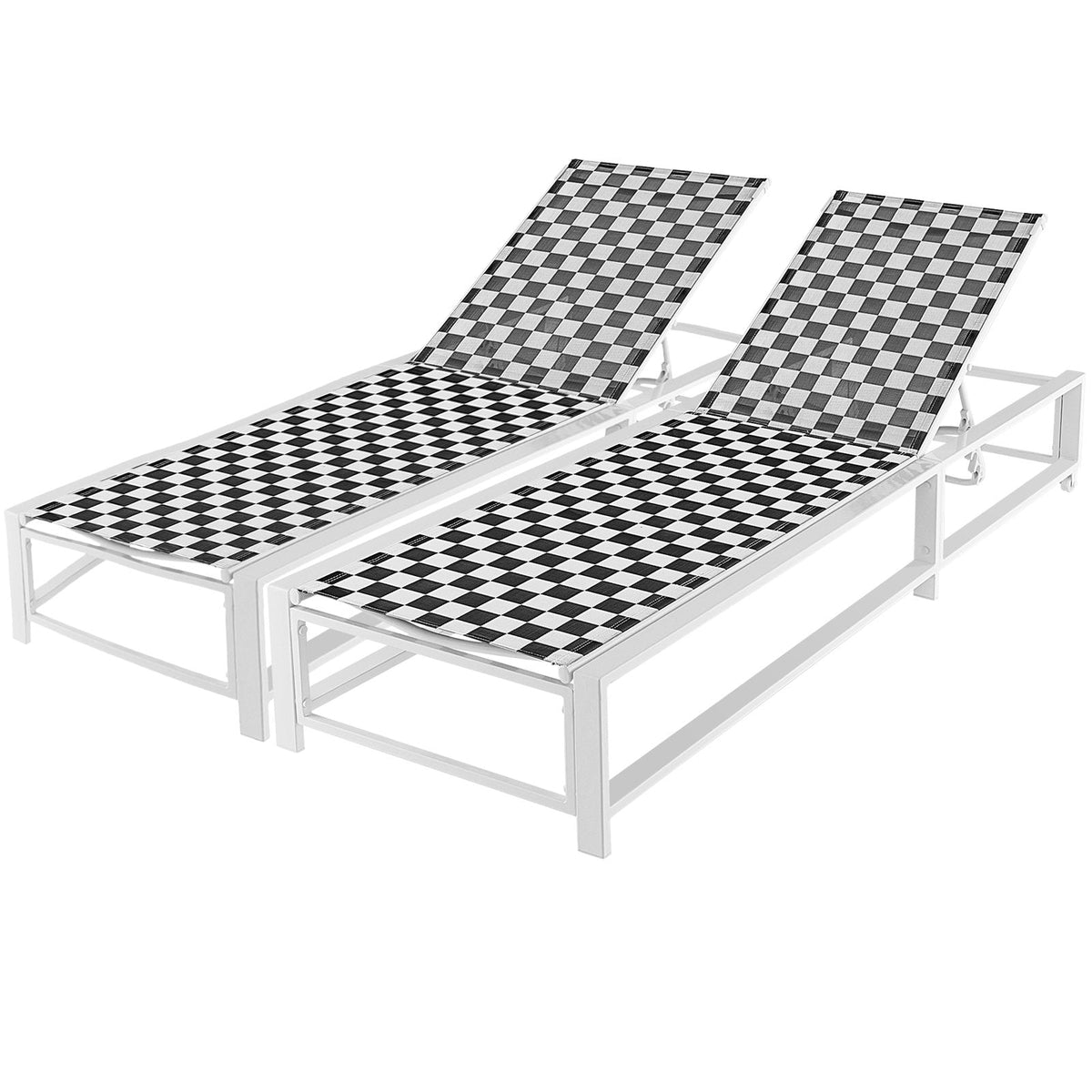Sling Chaise Lounge on Wheels with 6 Level Backrest and 400 lb Capacity