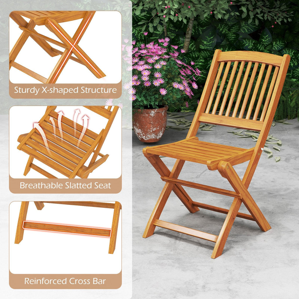 Outdoor Folding Chairs with Seat Cushions Set of 2-Beige