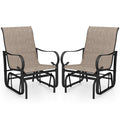Outdoor Glider Chairs Set of 2 with High Backrest Breathable Mesh Fabric and Metal Frame-Black and Brown