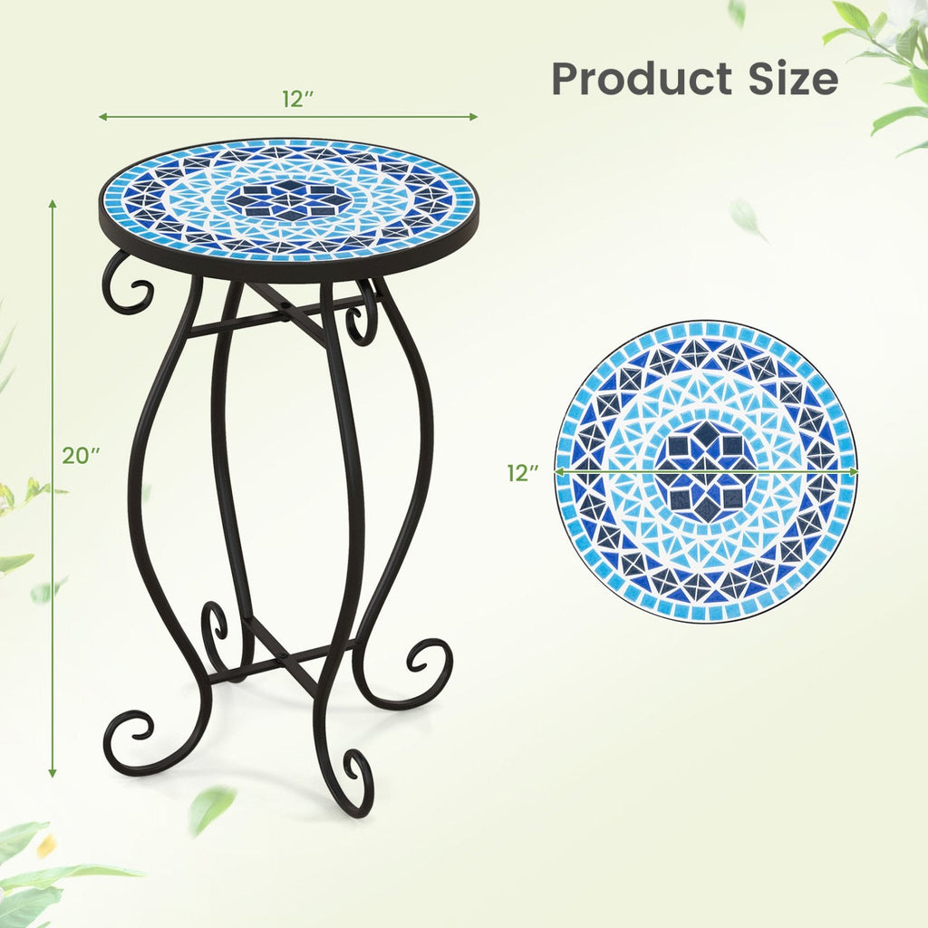 Outdoor Indoor Steel Accent Plant Stand Cobalt Table-Blue