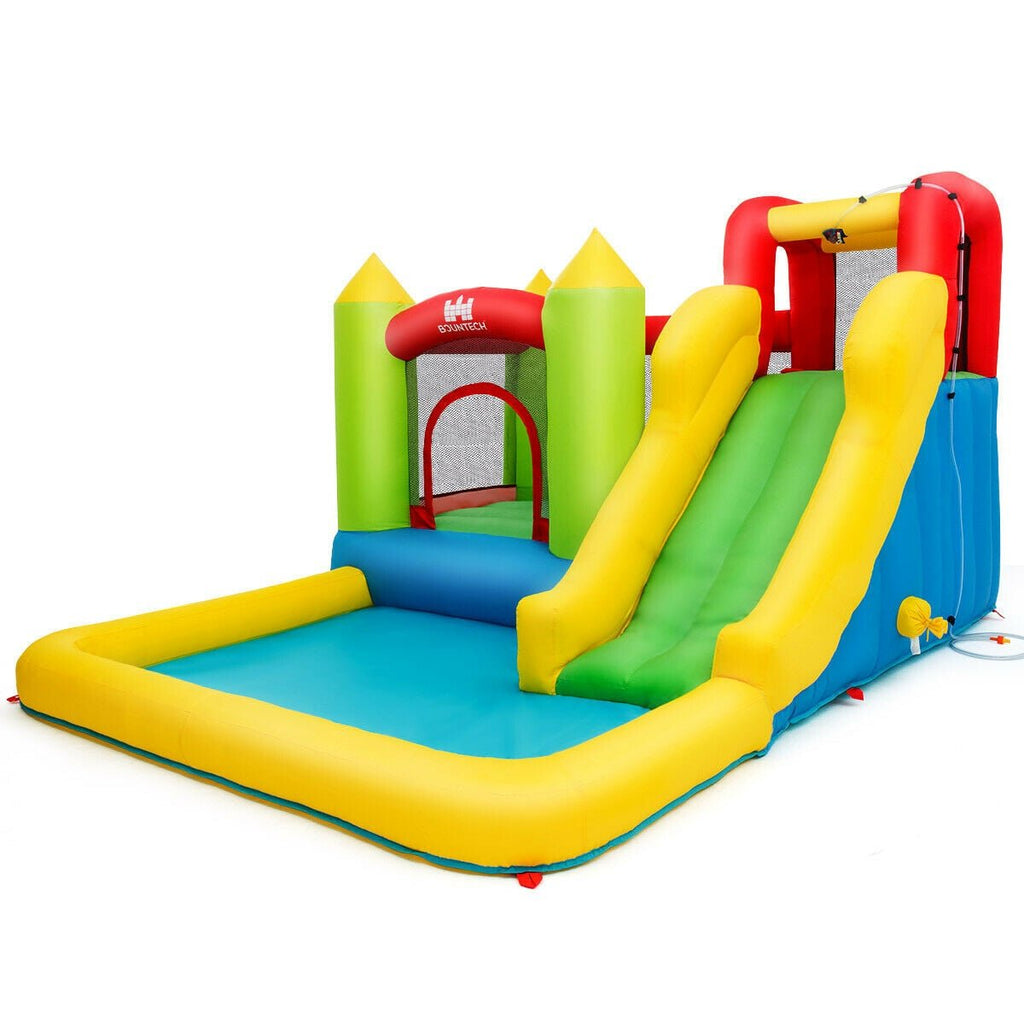 Castle Inflatable Bouncer with Water Slide, Splash Pool and 480W Blower
