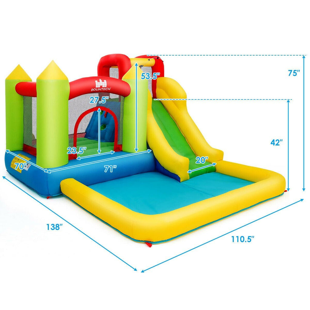 Castle Inflatable Bouncer with Water Slide, Splash Pool and 480W Blower