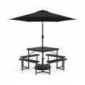 Outdoor Picnic Table Bench Set with Umbrella and Base for 4-8 People