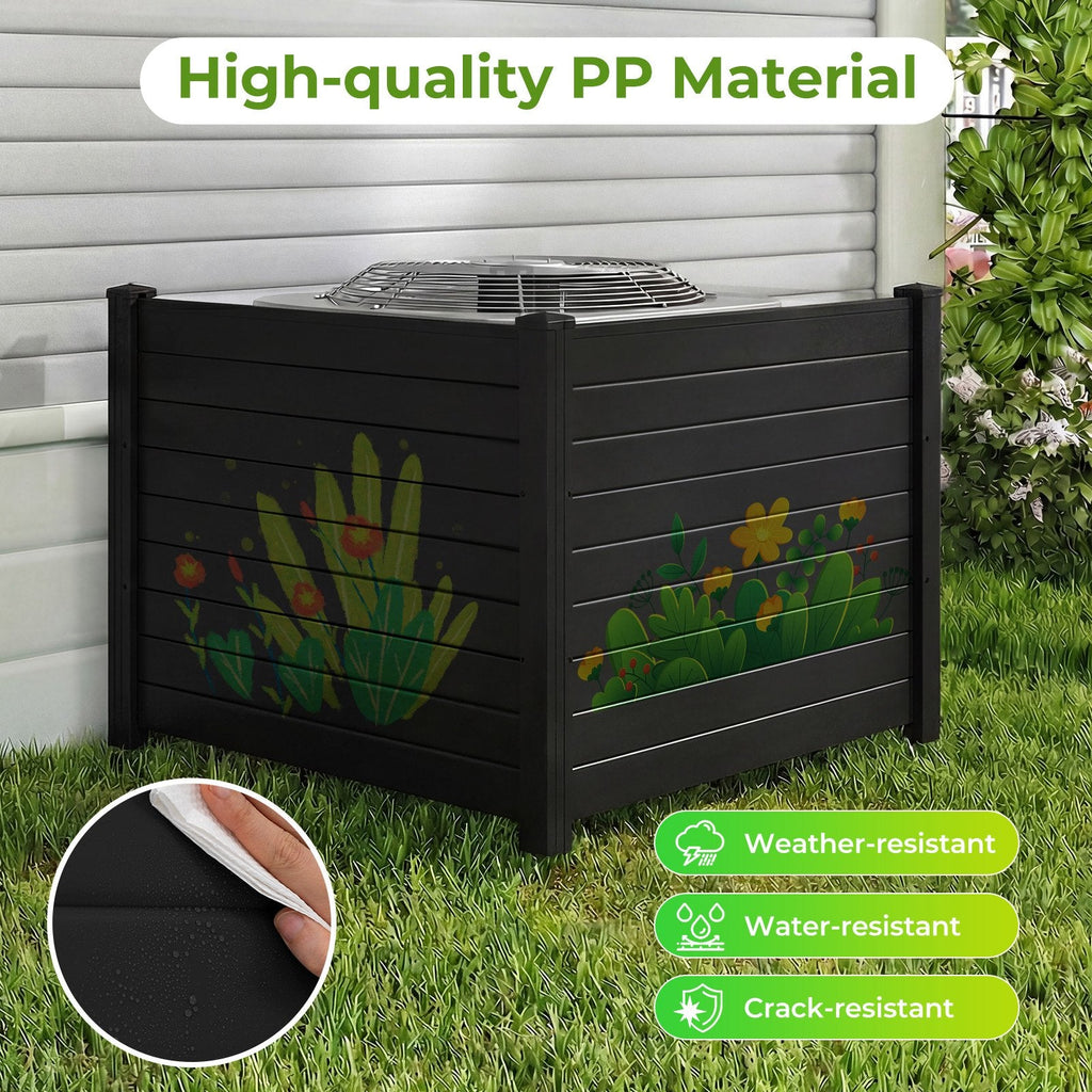 Outdoor PVC Privacy Screens Fence Panels with 20 Inch Long Stakes-Black