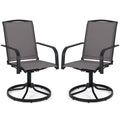 Outdoor Swivel Chairs Set of 2 with High Back and Breathable Seat-Gray