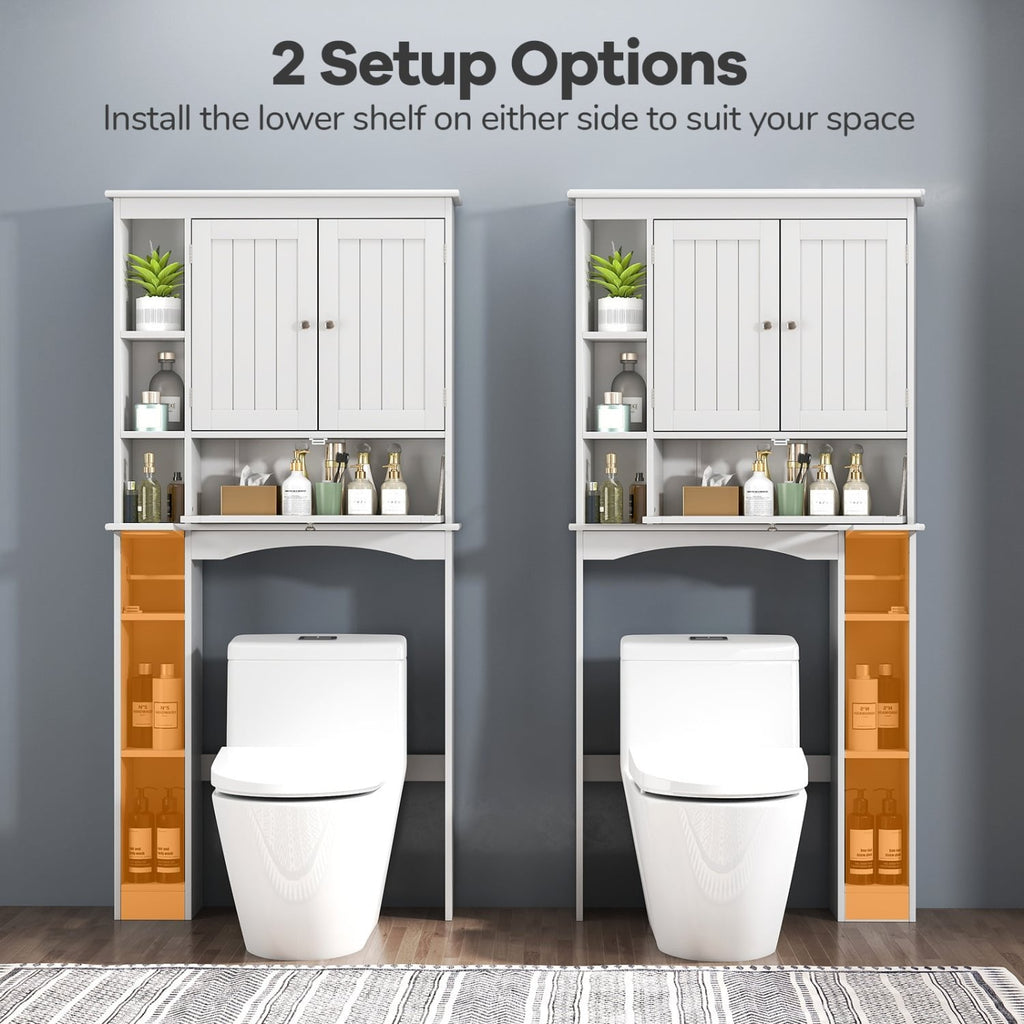 Over the Toilet Storage Cabinet with Adjustable Shelf and Bottom Bar-White