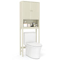 Over The Toilet Storage Cabinet with Fluted Doors-Beige
