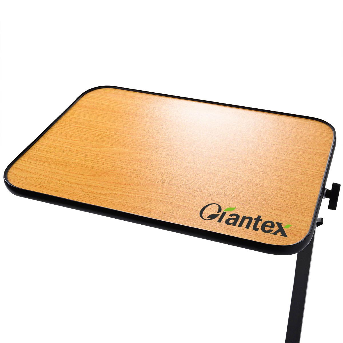Overbed Rolling Table with Tilting Top, Adjustable Height Bed Tray in Beige