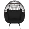 Oversized Wicker Egg Lounge Chair with 4 Cushions and 450 lb Capacity, Black
