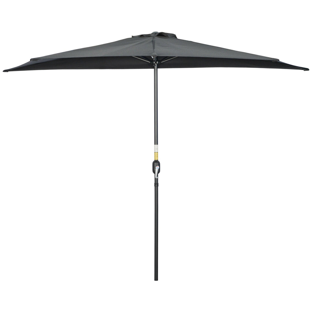 9.8ft Half Umbrella Semi Round Patio Parasol with Crank Handle, Top Vent for Garden, Balcony- NO BASE INCLUDED, Green