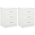 Bedside Table with 3 Drawers, Modern Wood Nightstand, Side Table with Anti-tipping Design for Bedroom, Set of 2, White