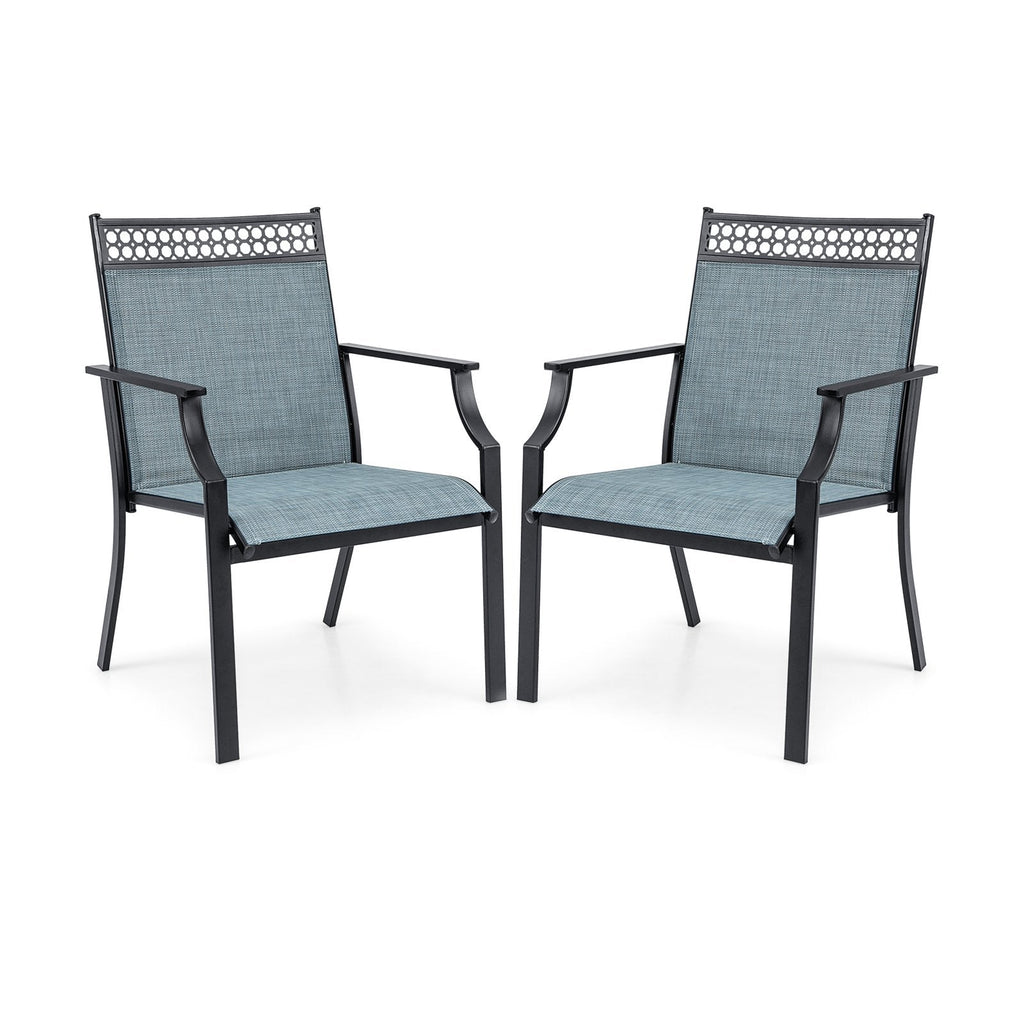 Patio Chairs Set of 2 with All Weather Breathable Fabric-Blue