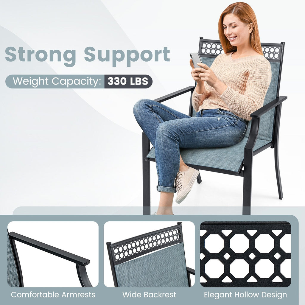 Patio Chairs Set of 2 with All Weather Breathable Fabric-Blue