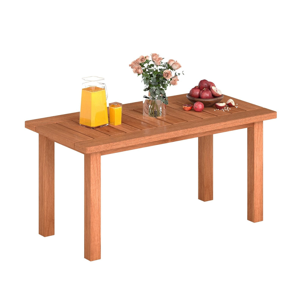 Patio Coffee Table with Slatted Tabletop for Deck, Poolside