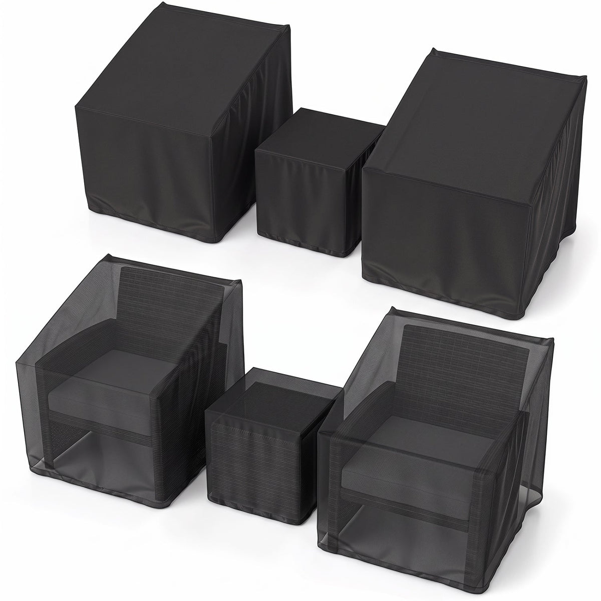 Patio Furniture Covers Waterproof Outdoor Conversation Covers for 3 Pieces Bistro Set-Black