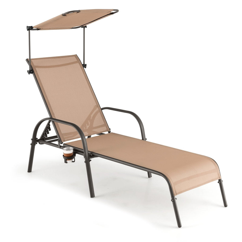 Chaise Lounge with Rotating Canopy, Hidden Cup Holder and 5 Level Backrest